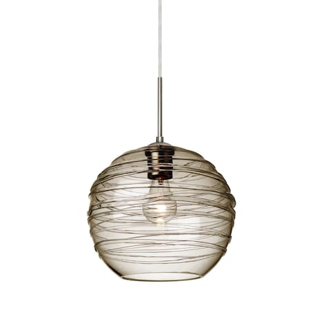 Besa Lighting Wave 10 Cord Pendant, Smoke, Satin Nickel Finish, 1x60W Incandescent 1JT-462702-SN